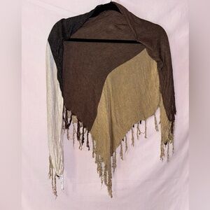 Tri-Color Fringed Shawl